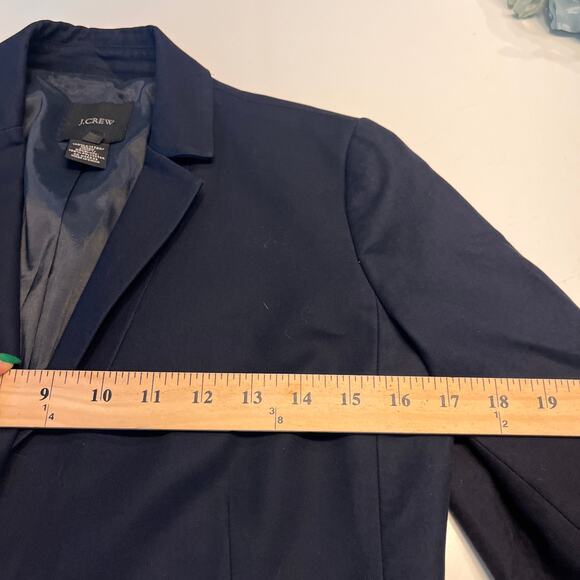 J.Crew Superfine Cotton Two Button Navy Blazer Size 0 - Picture 5 of 7